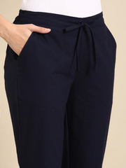 Navy blue classic cotton pants