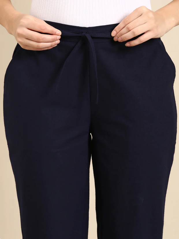 Navy blue classic cotton pants
