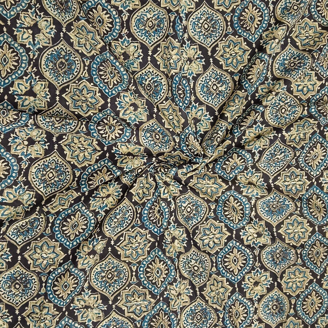 Pure cotton fabric with handblock Ajrakh print   in brown