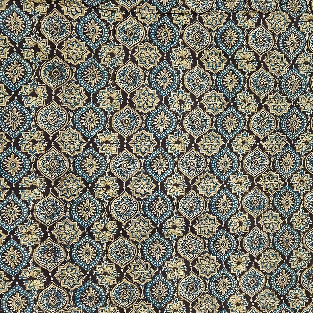 Pure cotton fabric with handblock Ajrakh print   in brown
