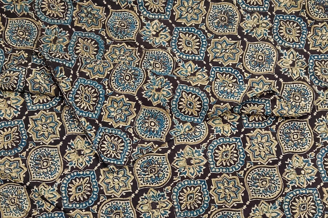 Pure cotton fabric with handblock Ajrakh print   in brown