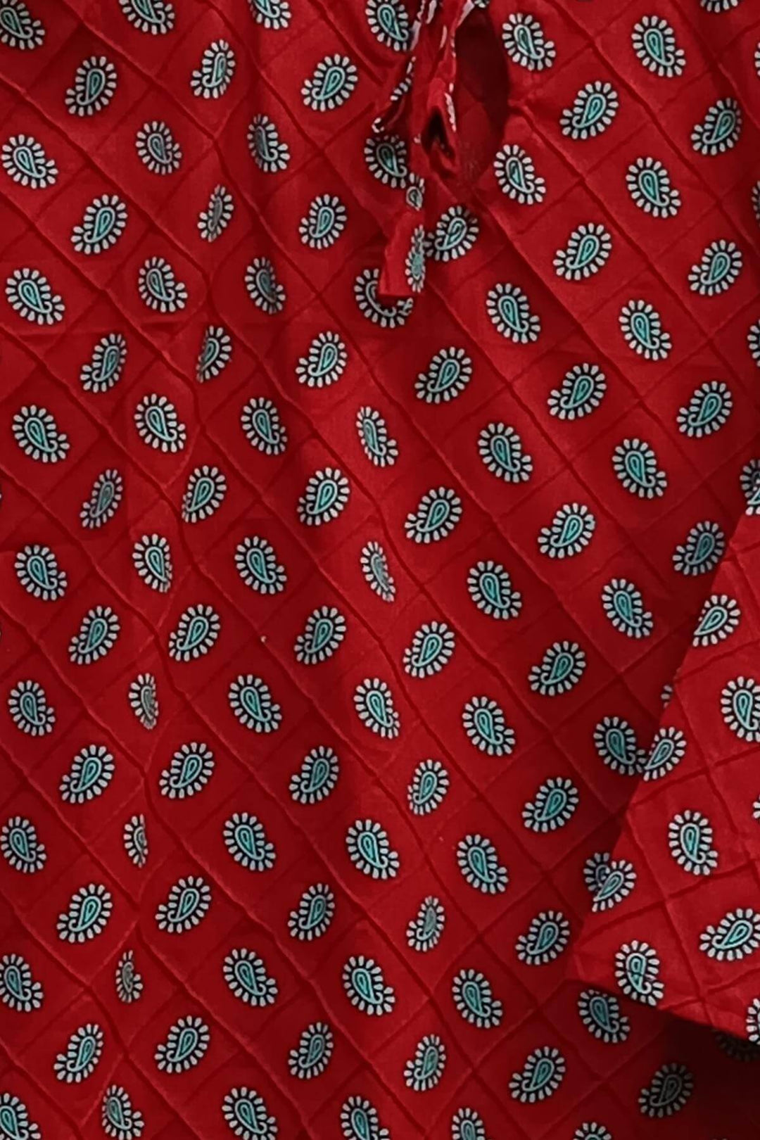 Pin tuck  pure cotton tunic in red with paisley motifs