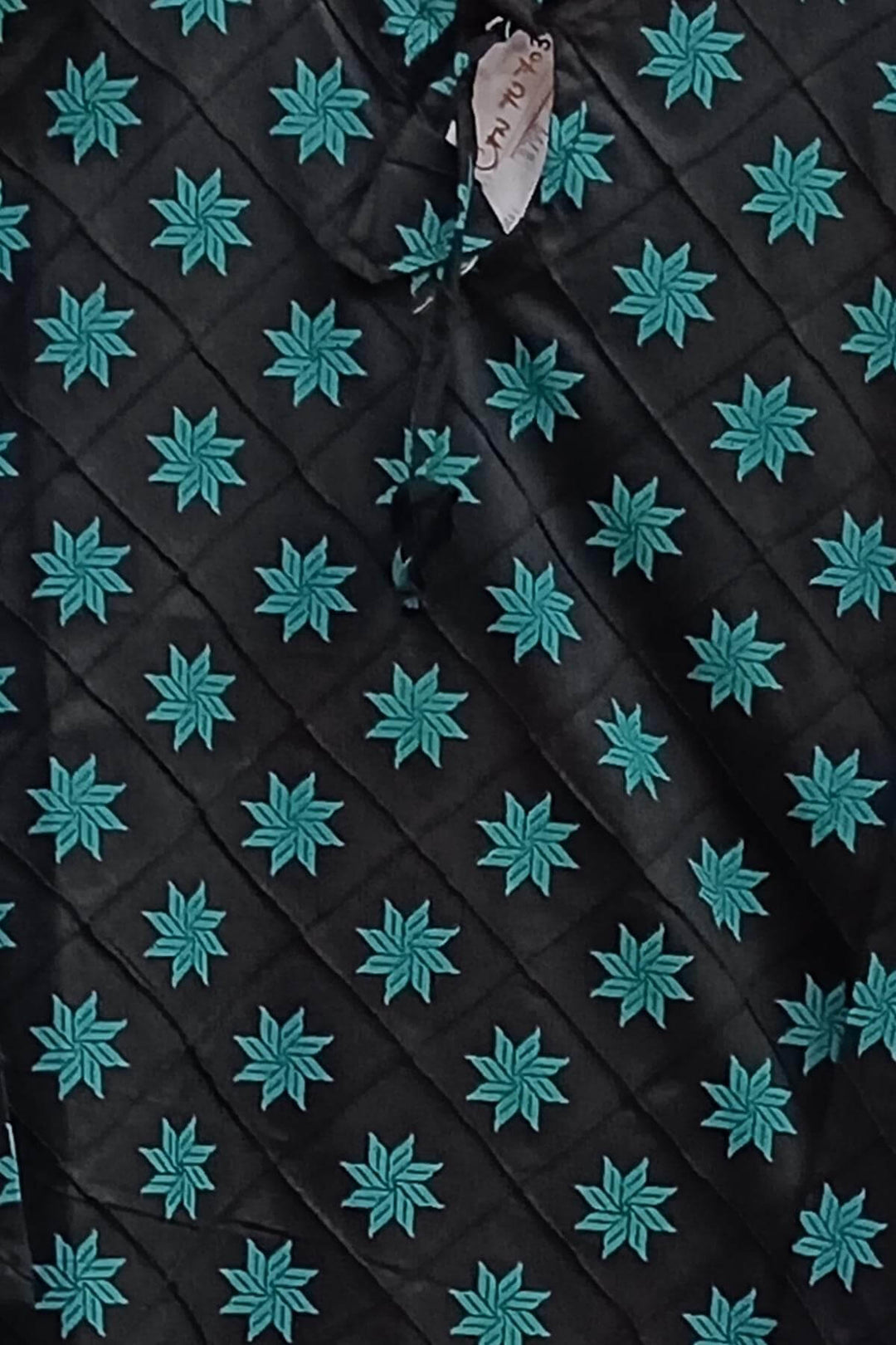 Pin tuck  pure cotton tunic in black  with green floral