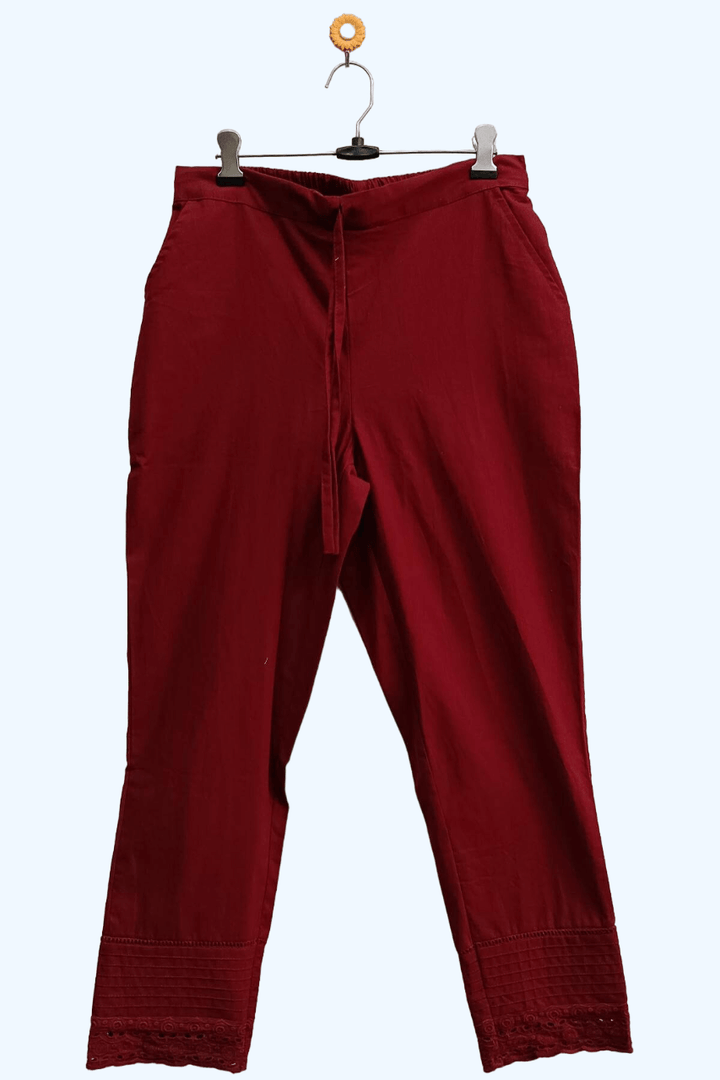 Pintucks crochet lace pant