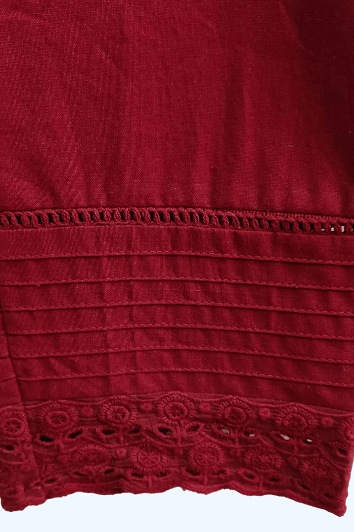 Pintucks crochet lace pant