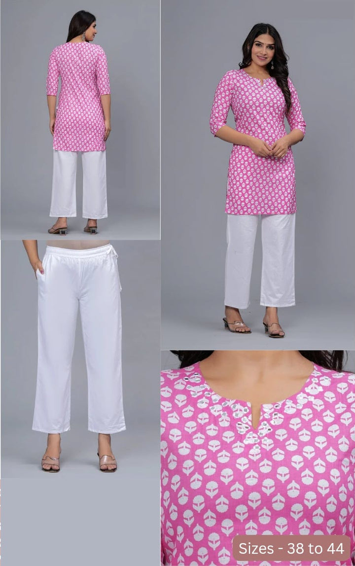 Cotton tunic in blush pink  with mirror work