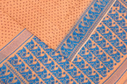 Handwoven silk cotton saree  peach in jamdani weave  with contrast border & 1000 buttis