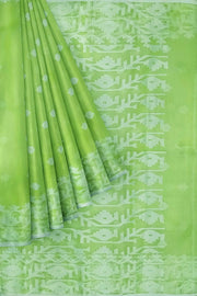 Muslin jamdani saree in light green