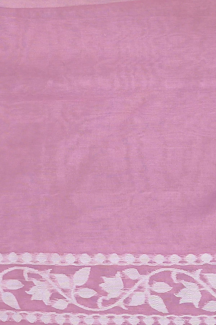 Handloom silk cotton saree in baby pink in floral jamdani weave