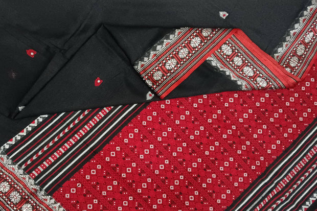 Assam  mercerized cotton saree in black