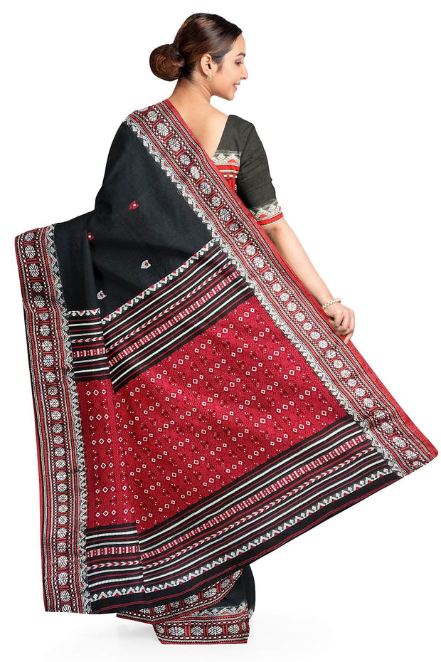 Assam  mercerized cotton saree in black