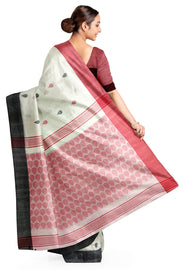 Handloom soft cotton saree in off white with jamdani pallu
