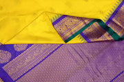 Gadwal pure silk saree  in yellow in self checks