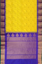 Gadwal pure silk saree  in yellow in self checks