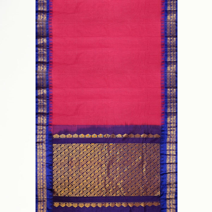 Gadwal cotton silk saree in pink & blue