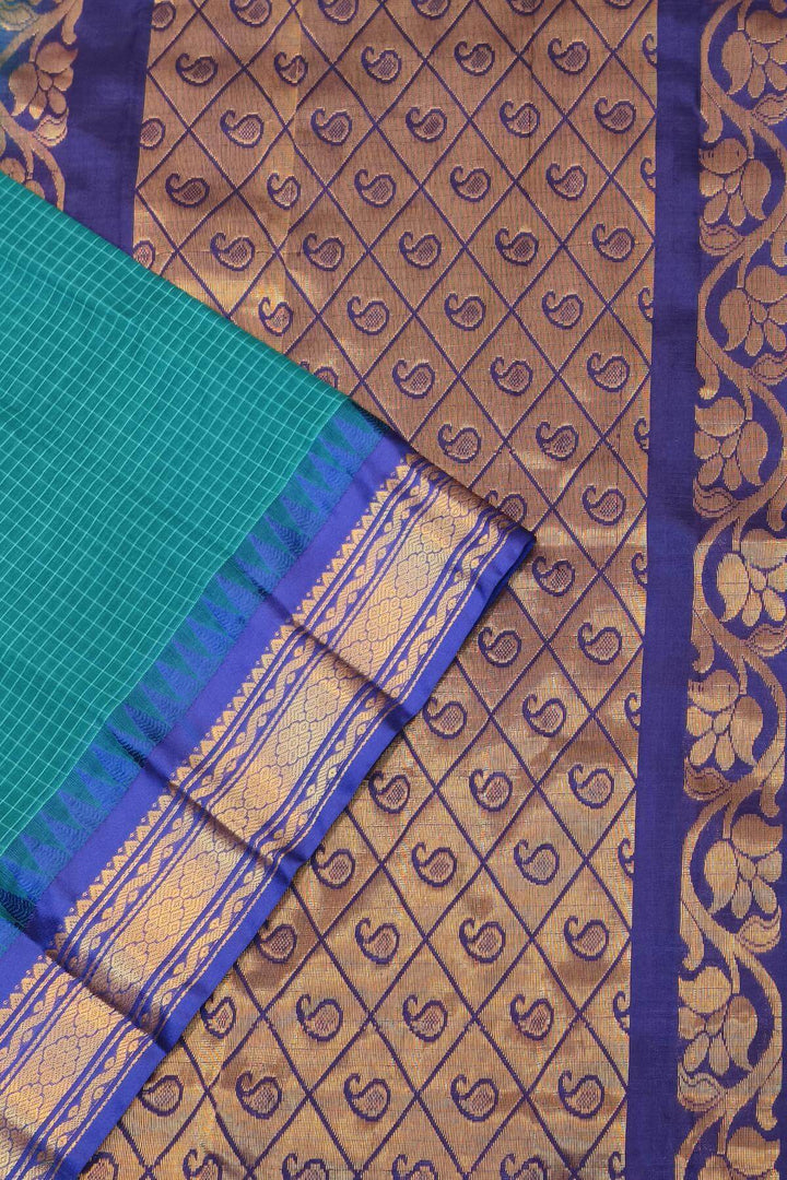 Gadwal cotton silk saree in rama green