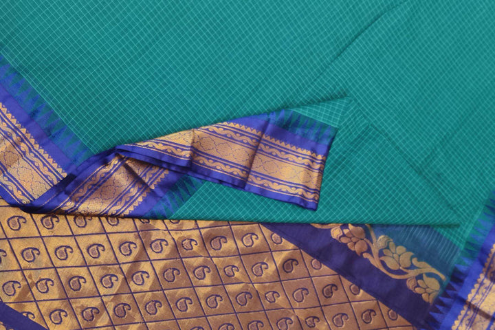 Gadwal cotton silk saree in rama green