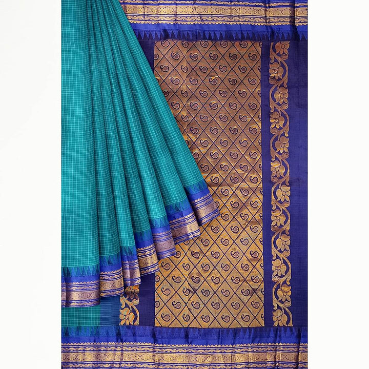 Gadwal cotton silk saree in rama green