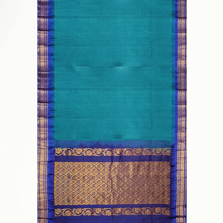 Gadwal cotton silk saree in rama green