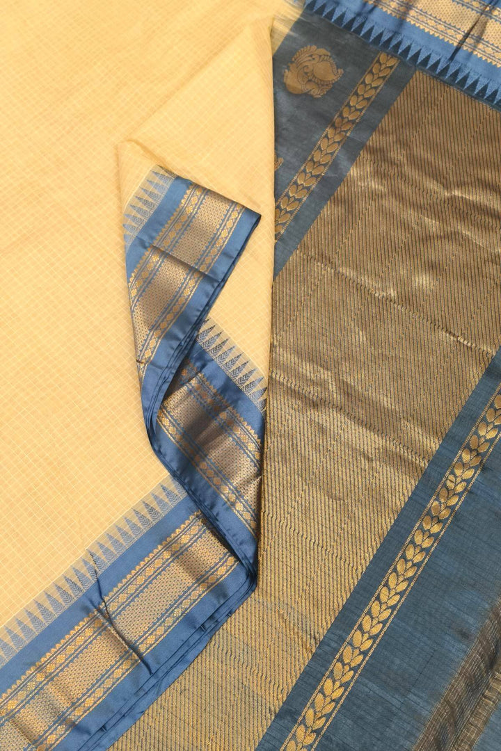 Gadwal cotton silk saree in sandalwood & grey