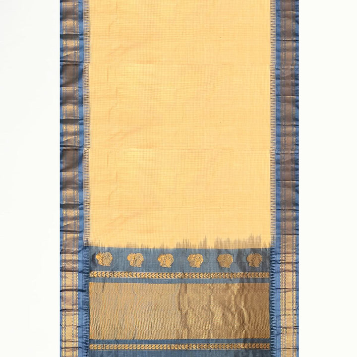 Gadwal cotton silk saree in sandalwood & grey