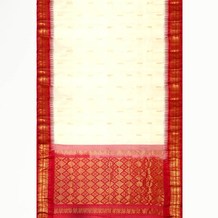 Gadwal cotton silk saree in off white  & pink