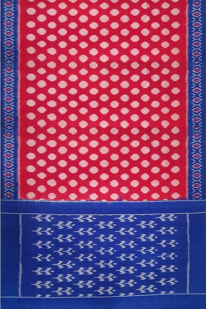 Handwoven ikat pure cotton saree in pink with polka dots