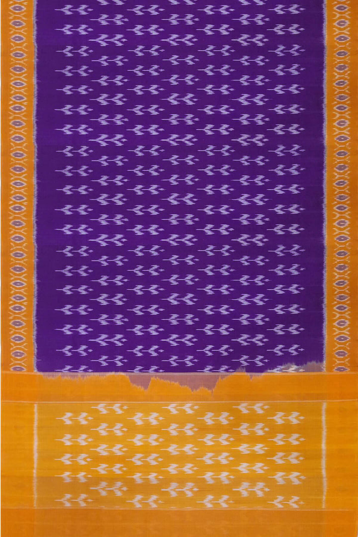 Handwoven ikat pure cotton saree in violet  with floral motifs .
