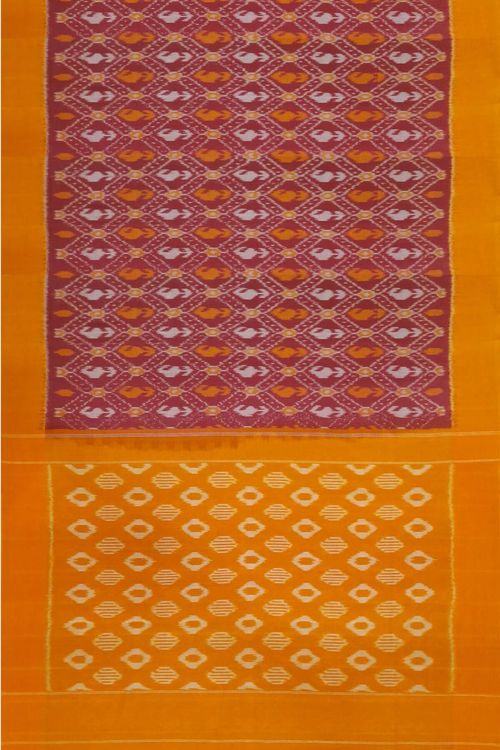 Handwoven ikat pure cotton saree in maroon