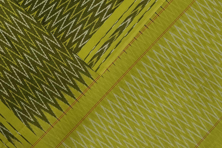 Ikat pure cotton saree in mehndi green