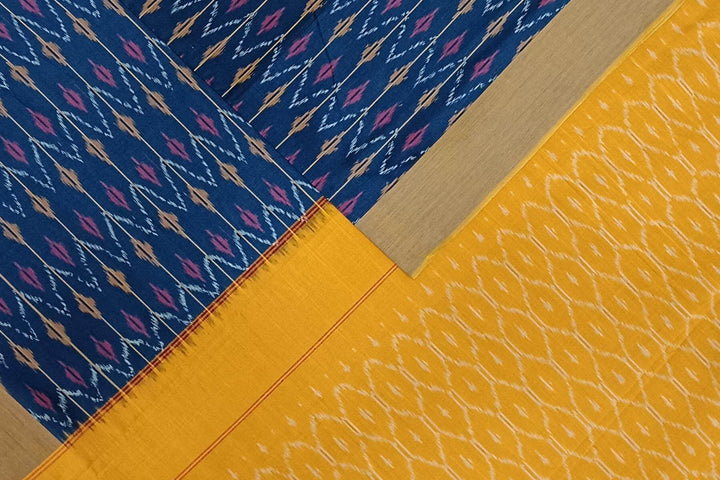 Ikat pure cotton saree in navy blue