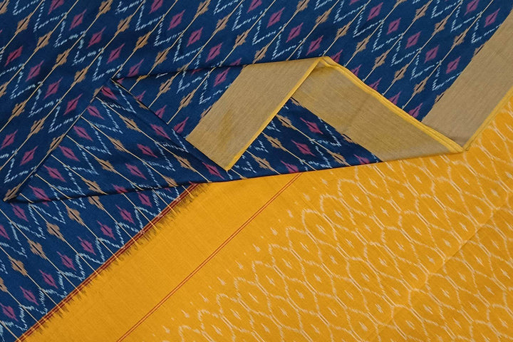 Ikat pure cotton saree in navy blue