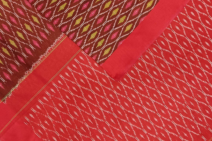 Ikat pure cotton saree in maroon