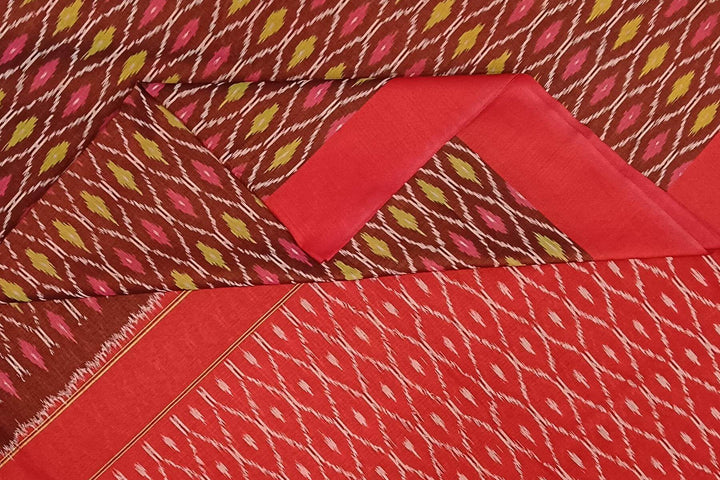 Ikat pure cotton saree in maroon