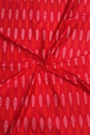Handwoven Ikat pure silk fabric in red in fern leaf pattern