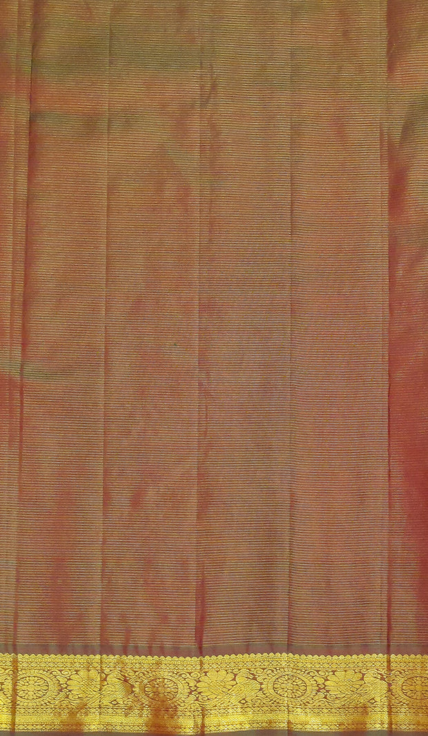 Kanchi pure silk saree in pink with zari stripes