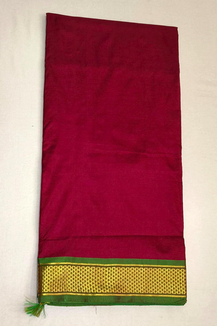Kanchi  pure silk saree in  maroon ( 9 yards )