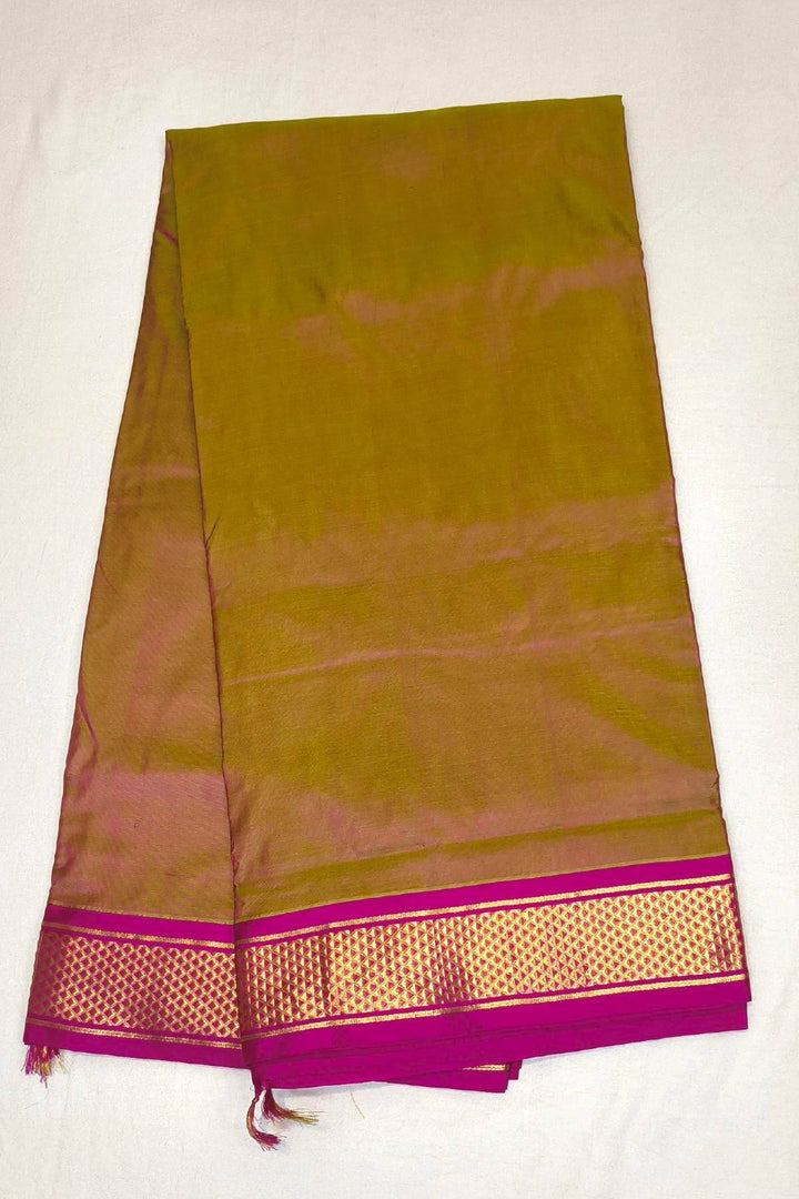 Kanchi  pure silk saree  in pinkish mustard ( 9 yards )