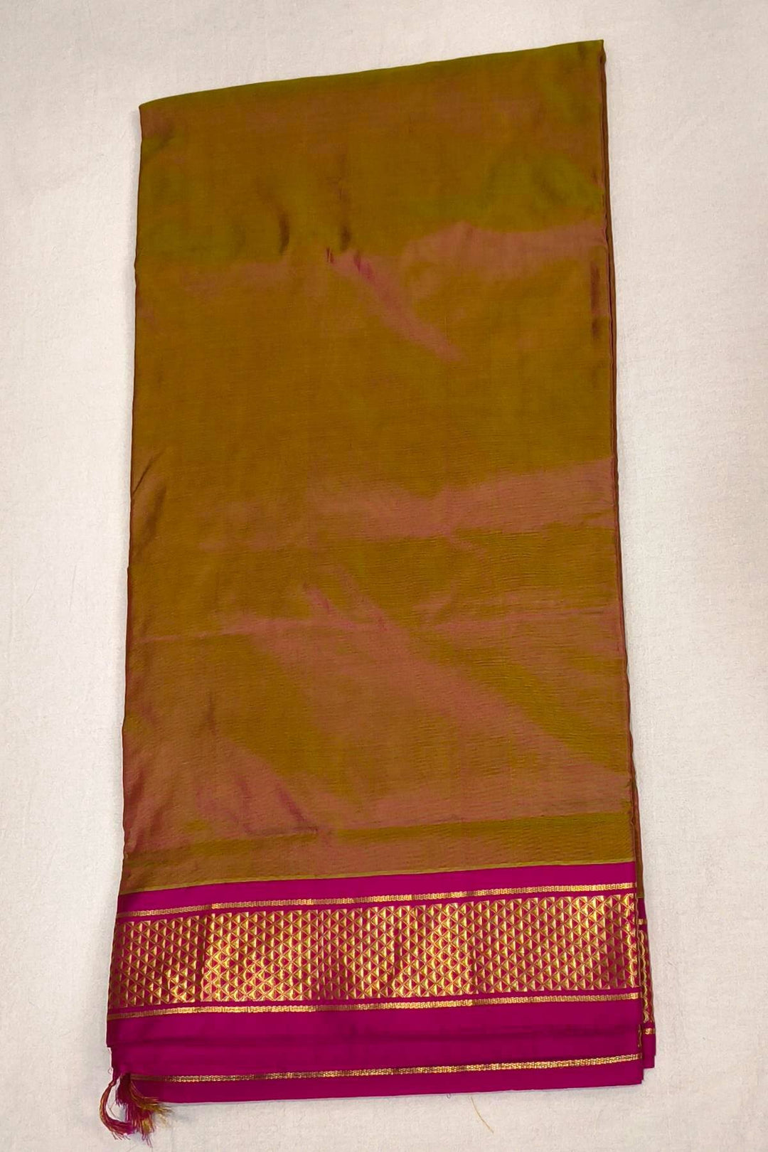 Kanchi  pure silk saree  in pinkish mustard ( 9 yards )