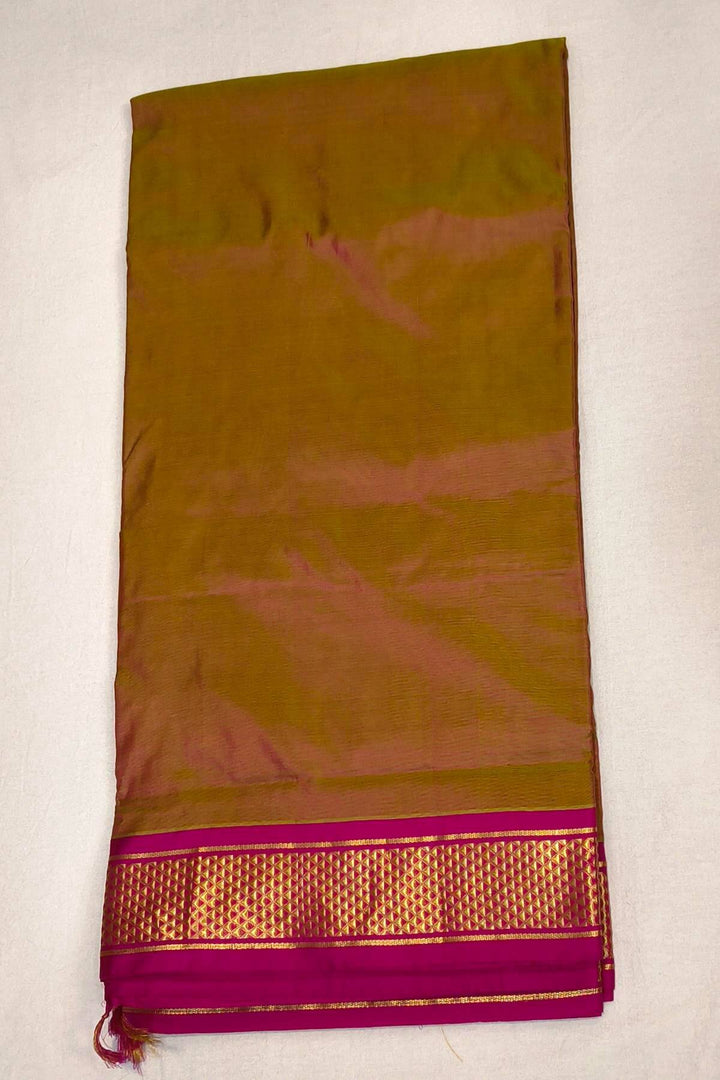 Kanchi  pure silk saree  in pinkish mustard ( 9 yards )