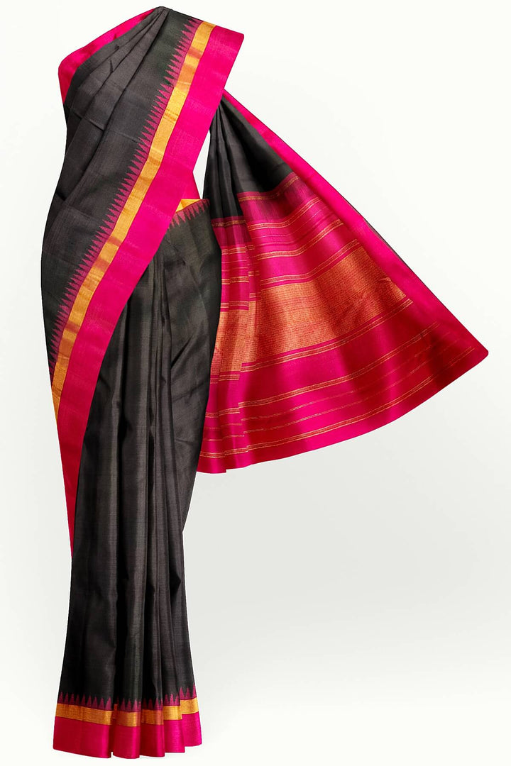 Kanchi  pure silk  brocade saree in black