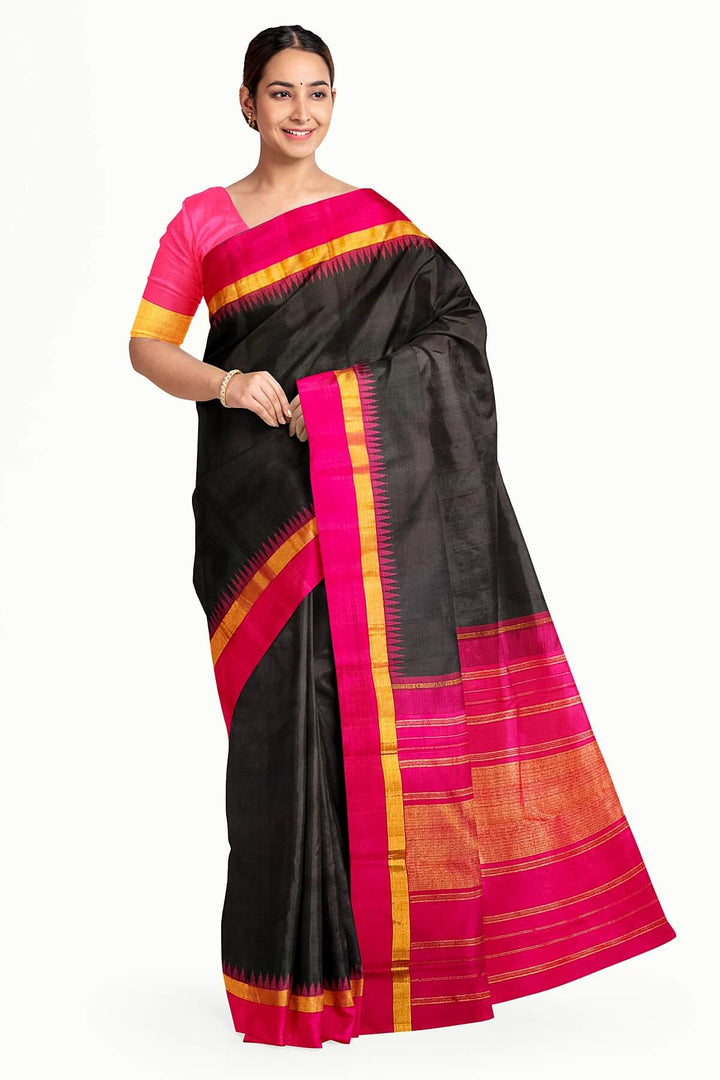 Kanchi  pure silk  brocade saree in black