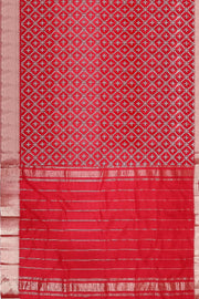 Handloom Mangalgiri silk cotton saree in red in printed rangoli pattern