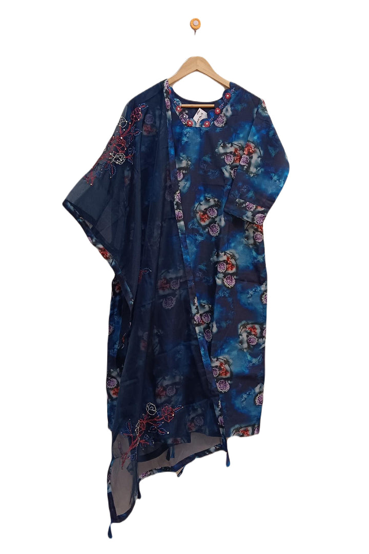 Muslin  2 piece  kurta & dupatta set in blue