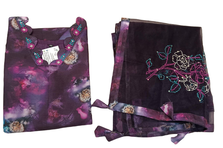 Muslin  2 piece  kurta & dupatta set in wine colour