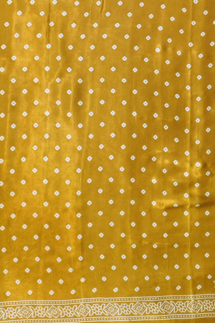 Modal silk saree in rangoli pattern in mustard with lagda patti (zari)  pallu