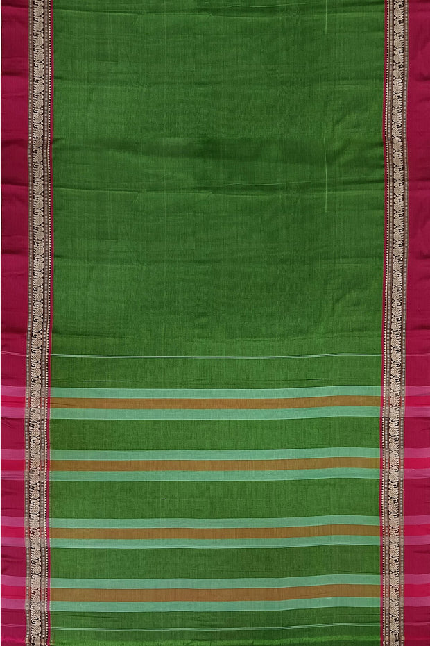 Narayanpet  pure cotton saree in green & pink