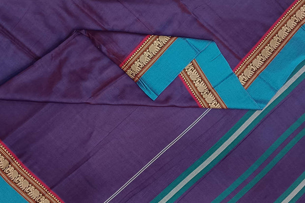 Narayanpet  pure cotton saree in violet & blue