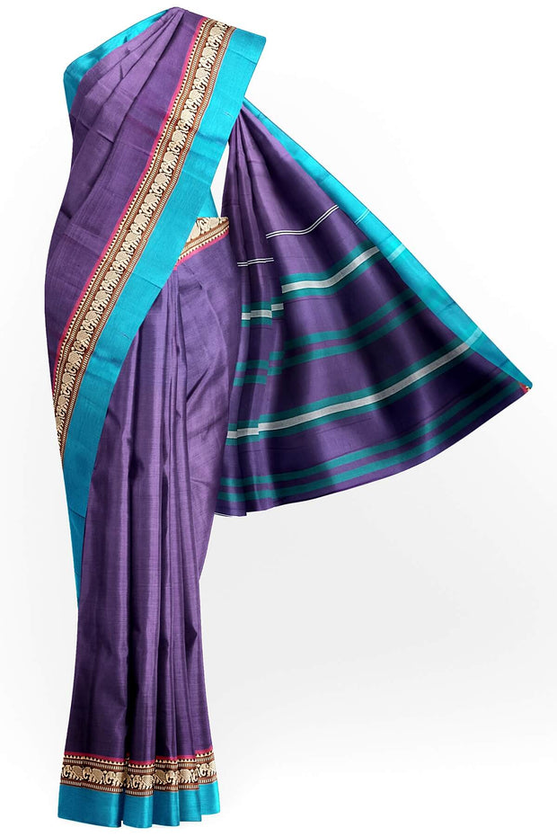 Narayanpet  pure cotton saree in violet & blue