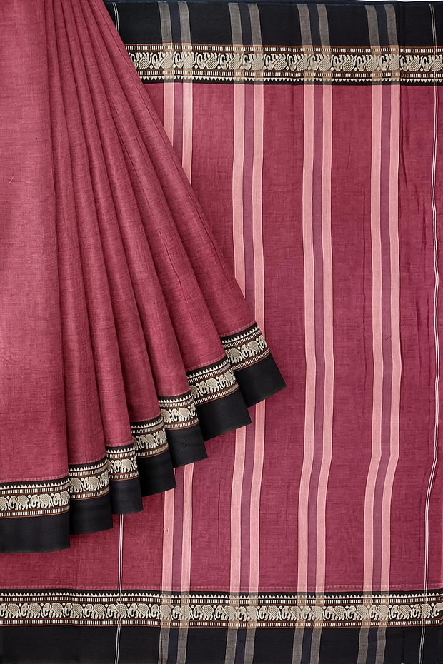 Narayanpet  pure cotton saree in pink & black